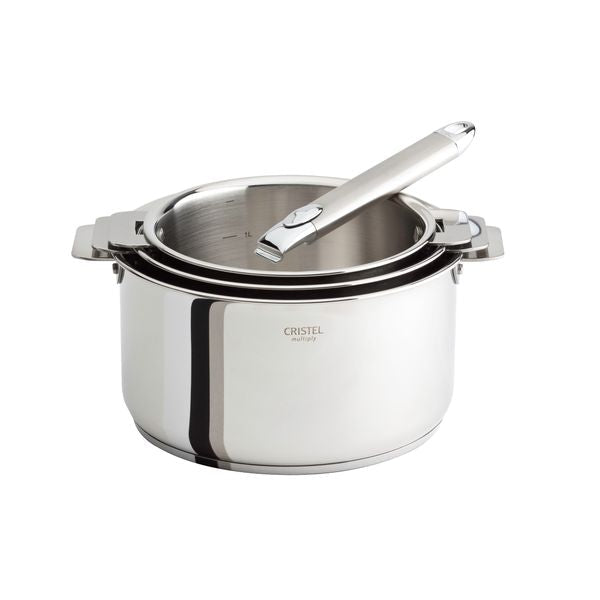 3 casseroles Casteline + poignée amovible - Cristel